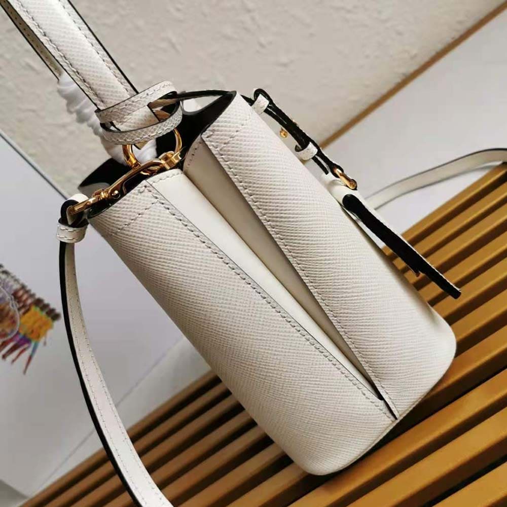 TÚI Prada Women Small Saffiano Leather Prada Panier Bag-White