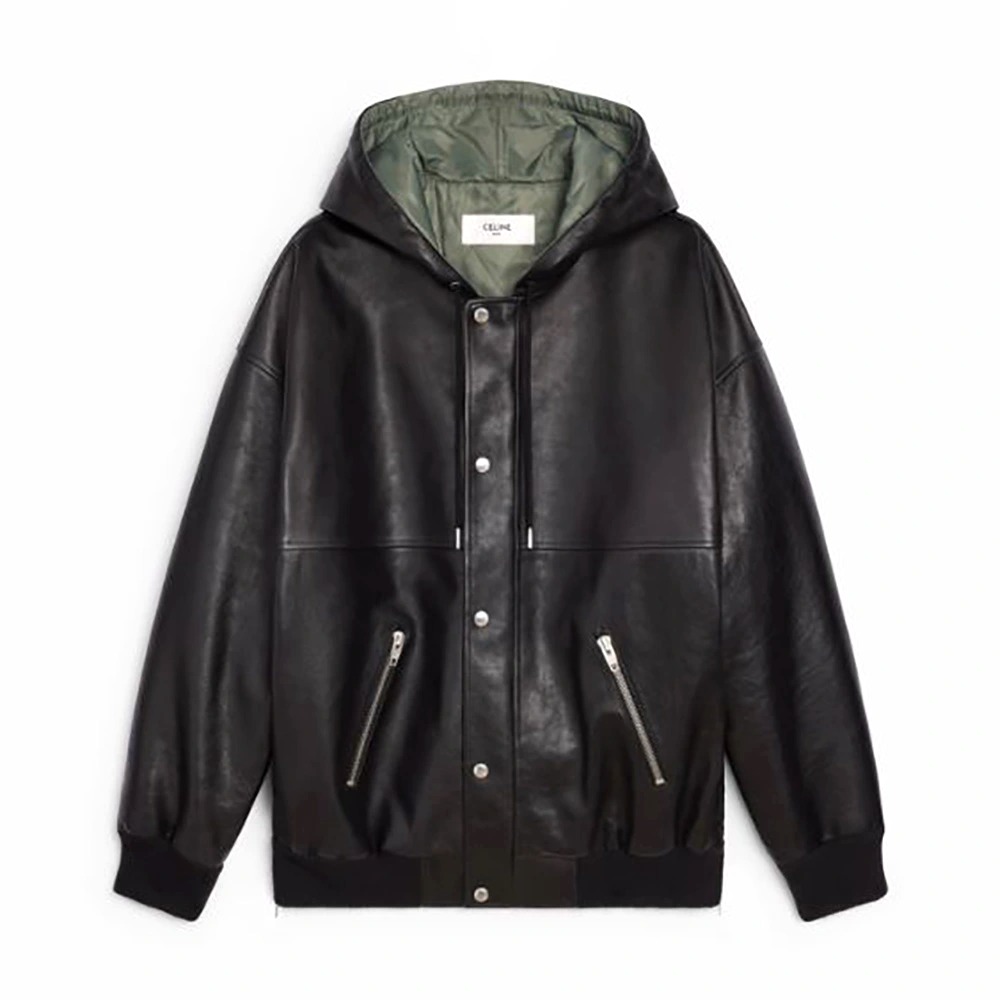 ÁO Celine Women Oversized Blouson Jacket in Calfskin-Black