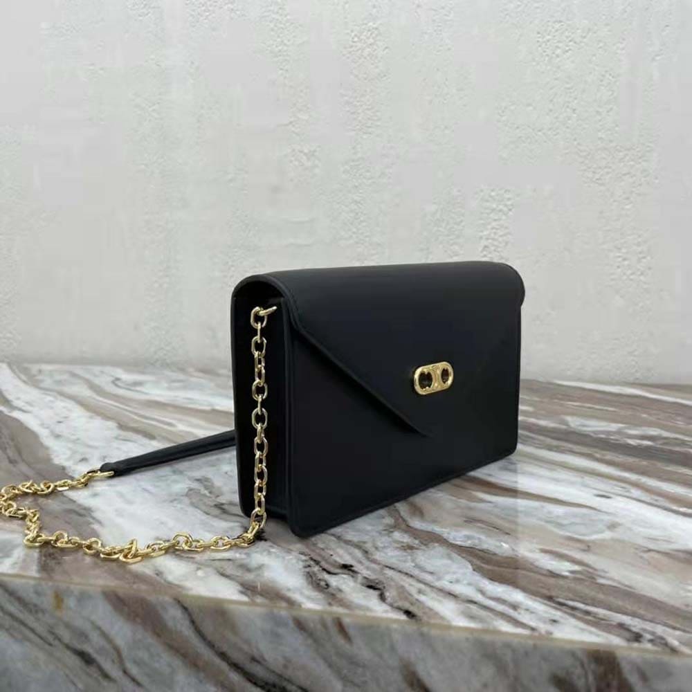 Ví Celine Women Maillon Triomphe Wallet on Chain in Shiny Calfskin-Black