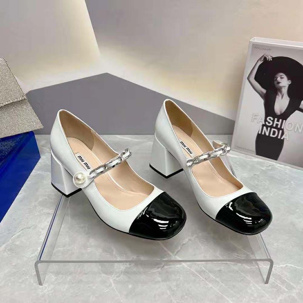 GIÀY Miu Miu Women Patent Leather Pumps in 65 mm Heel Height-White
