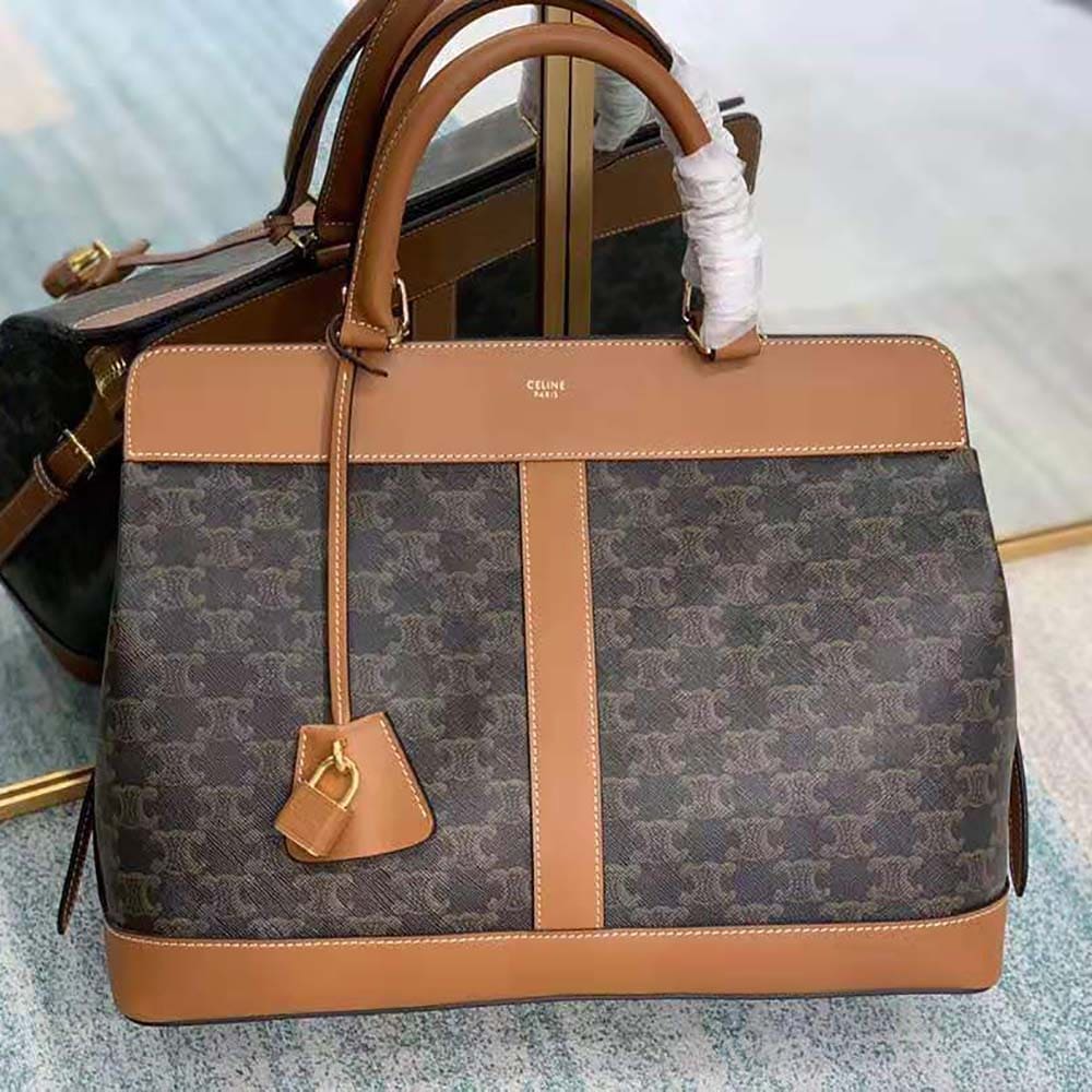 TÚI Celine Women Medium Cabas DE France Bag in Triomphe Canvas and Calfskin