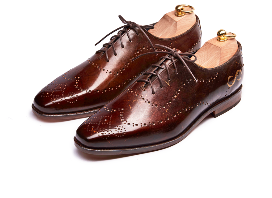 HENDERSON SHOES PERSONALIZATION DARK BROWN RUSSO PAINTING HANDCRAFTED SHOES
