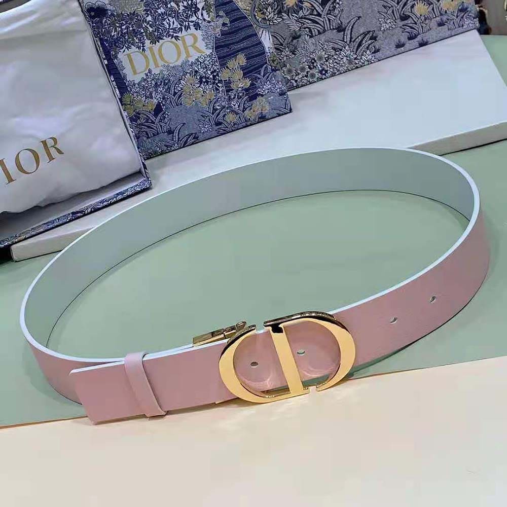 DÂY LƯNG Dior Women 30 Montaigne Reversible Belt Dusty Ivory and Heritage Pink Smooth Calfskin 35 MM