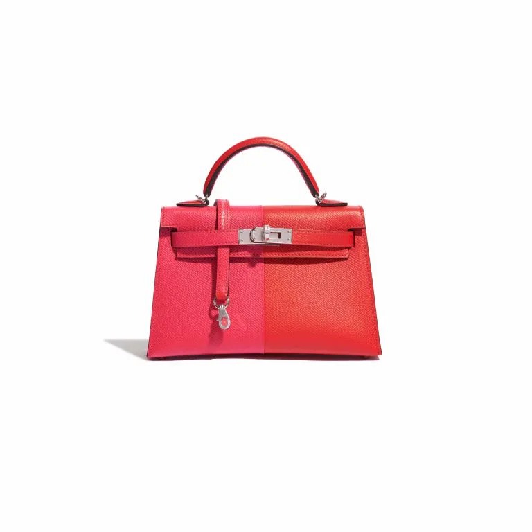 TÚI Hermès Kelly Mini Epsom Rose Extreme Rouge de Coeur Blue Zanzibar