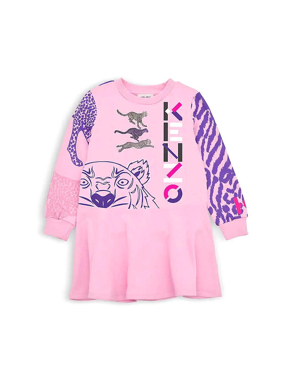 ÁO KENZO Tiger print logo cotton-jersey dress 6-12 years