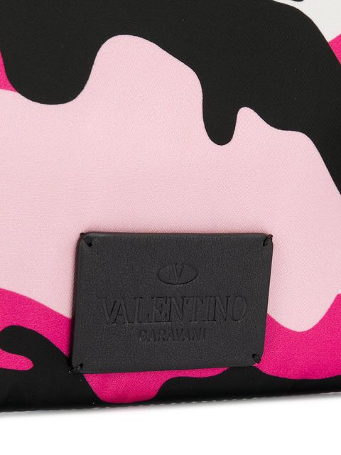 VÍ VALENTINO CAMOUFLAGE ZIPPED LEATHER POUCH