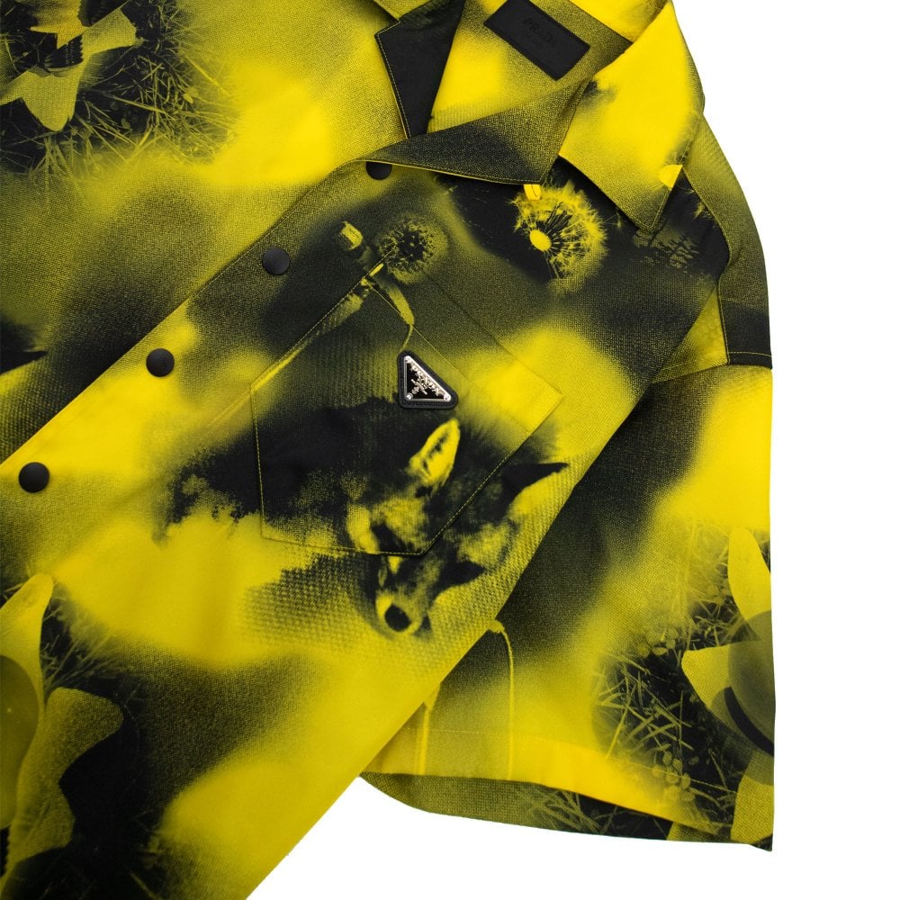 ÁO PRADA Short Sleeved Printed Re Nylon Shirt