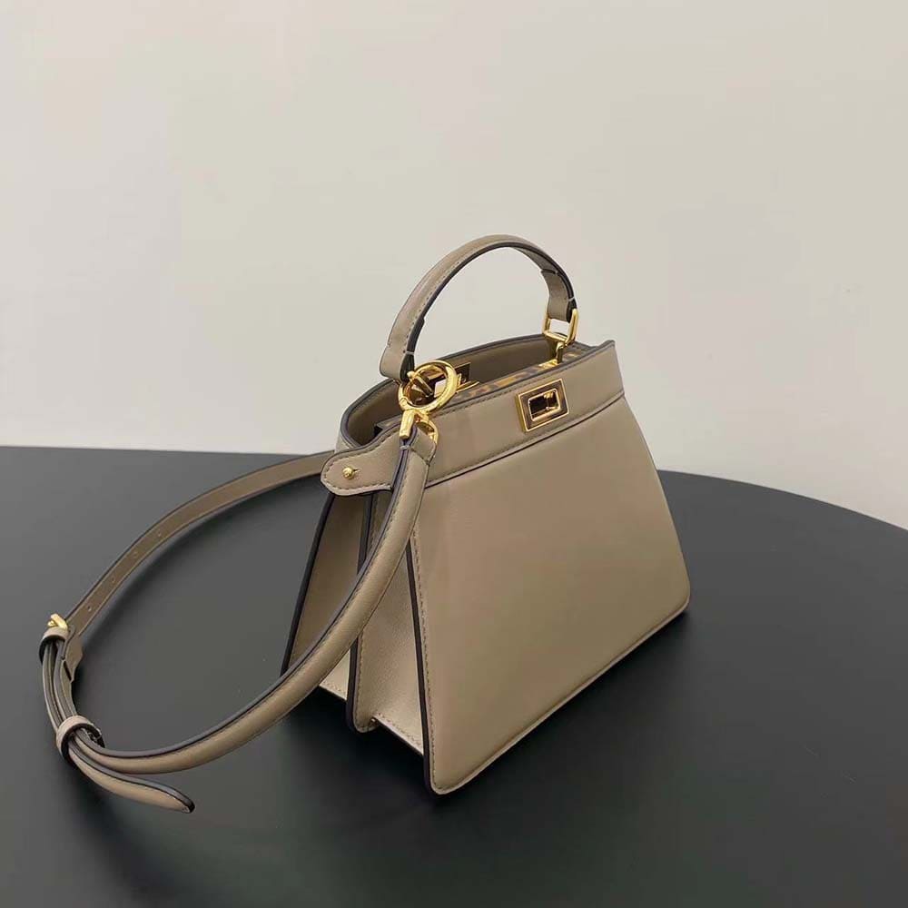 TÚI Fendi Women Peekaboo ISeeU Petite Light Gray Padded Nappa Leather Bag