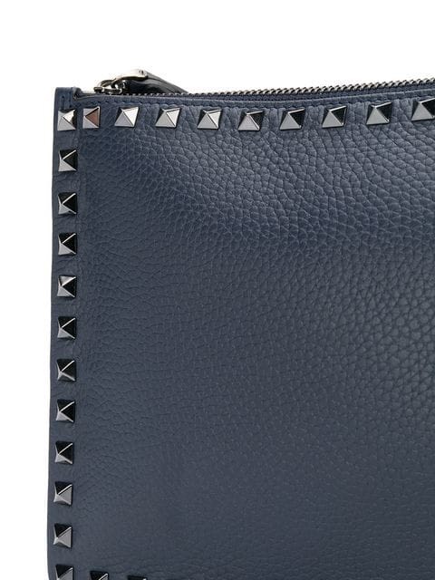 VÍ VALENTINO STUDS ZIPPED LEATHER POUCH