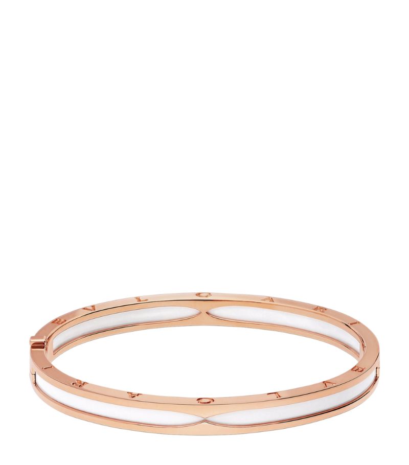 Vòng tay BVLGARI Rose Gold and Steel B.Zero1 Bangle vàng hồng18K