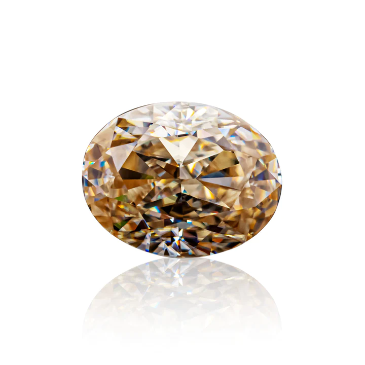 KIM CƯƠNG Oval Hybrid Cut Natural Champagne Loose Moissanite Stone