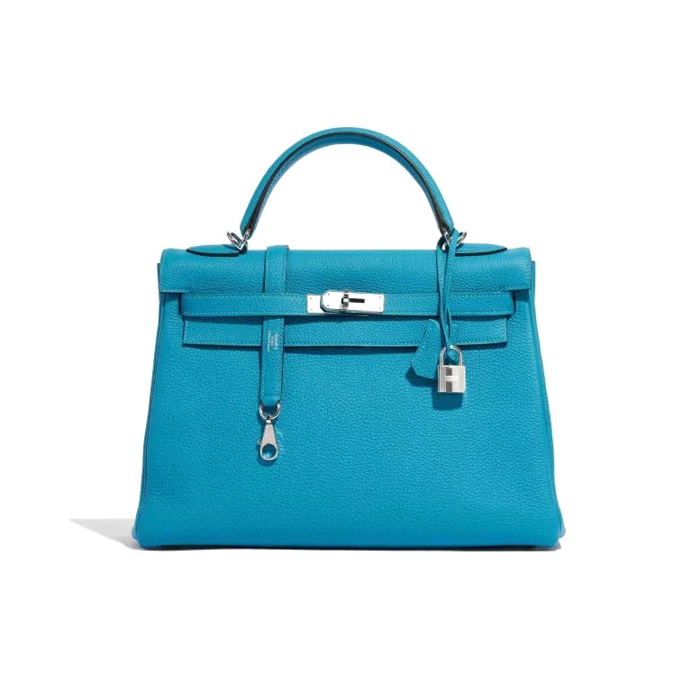 TÚI Hermès Kelly 32 Togo Blue Izmir Silver Buckle khóa trắng