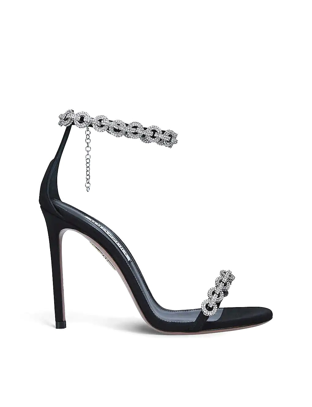 GIÀY AQUAZZURA Love Link 105 crystal-embellished grosgrain heeled sandals