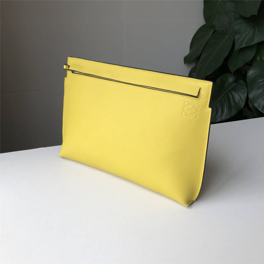Túi LOEWE ladies clutch bag new pebbled leather T Pouch handbag Yellow