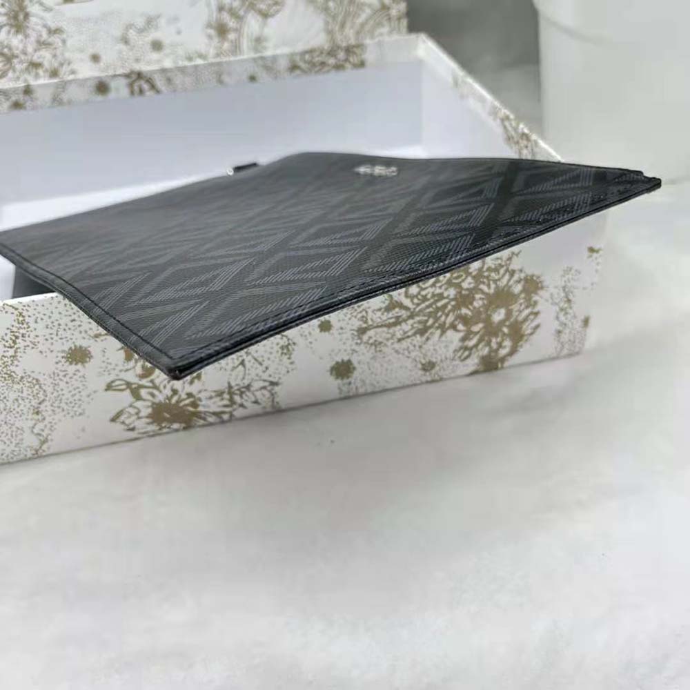 TÚI Dior A5 Pouch Black CD Diamond Canvas