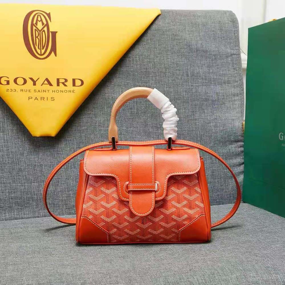 TÚI Goyard Women Sac Saïgon Souple Mini in Toile Goyardine & Chevroches Calfskin-Orange