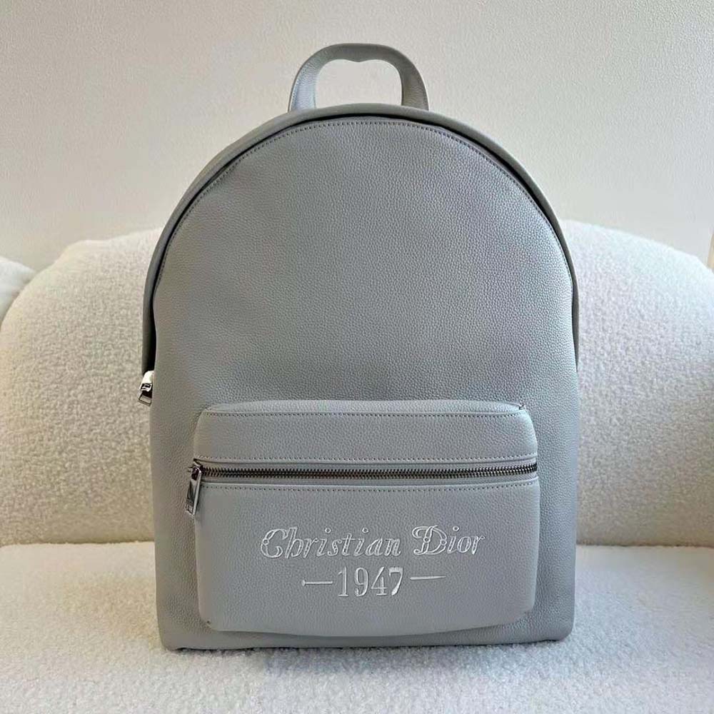 BALO Dior Rider Backpack Dior Gray Grained Calfskin with ‘Christian Dior 1947’ Signature