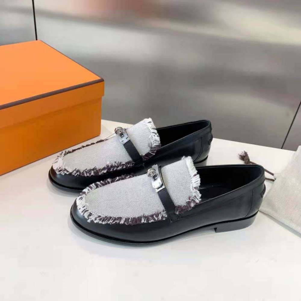 GIÀY Hermes Women Destin Loafer in Calfskin Leather-Black