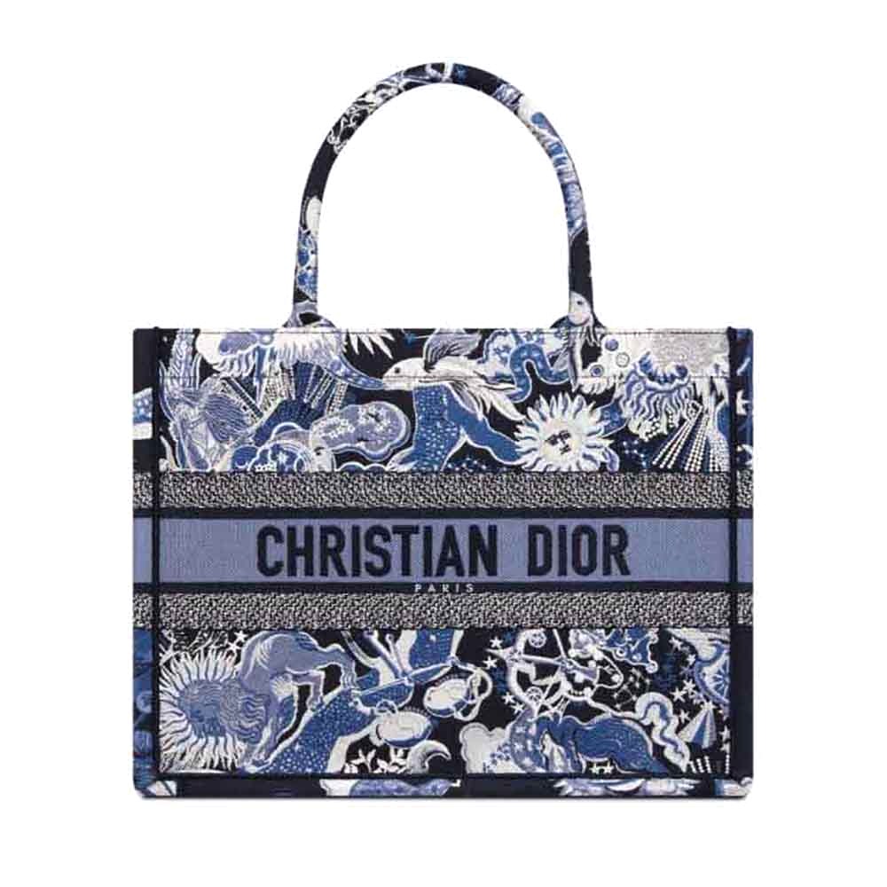 TÚI Dior Women Medium Dior Book Tote Blue Multicolor Dior Zodiac Fantastico Embroidery