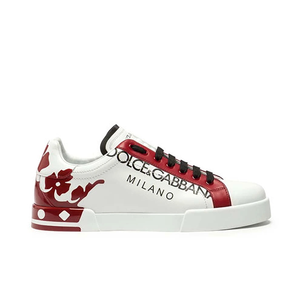 GIÀY Dolce Gabbana D&G Shoes Portofino Sneakers in Printed Patent Calfskin- Red