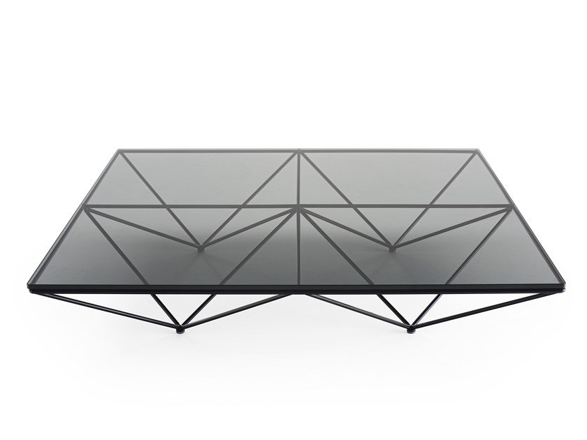 BÀN TRÀ ITALIA Rectangular glass and steel coffee table