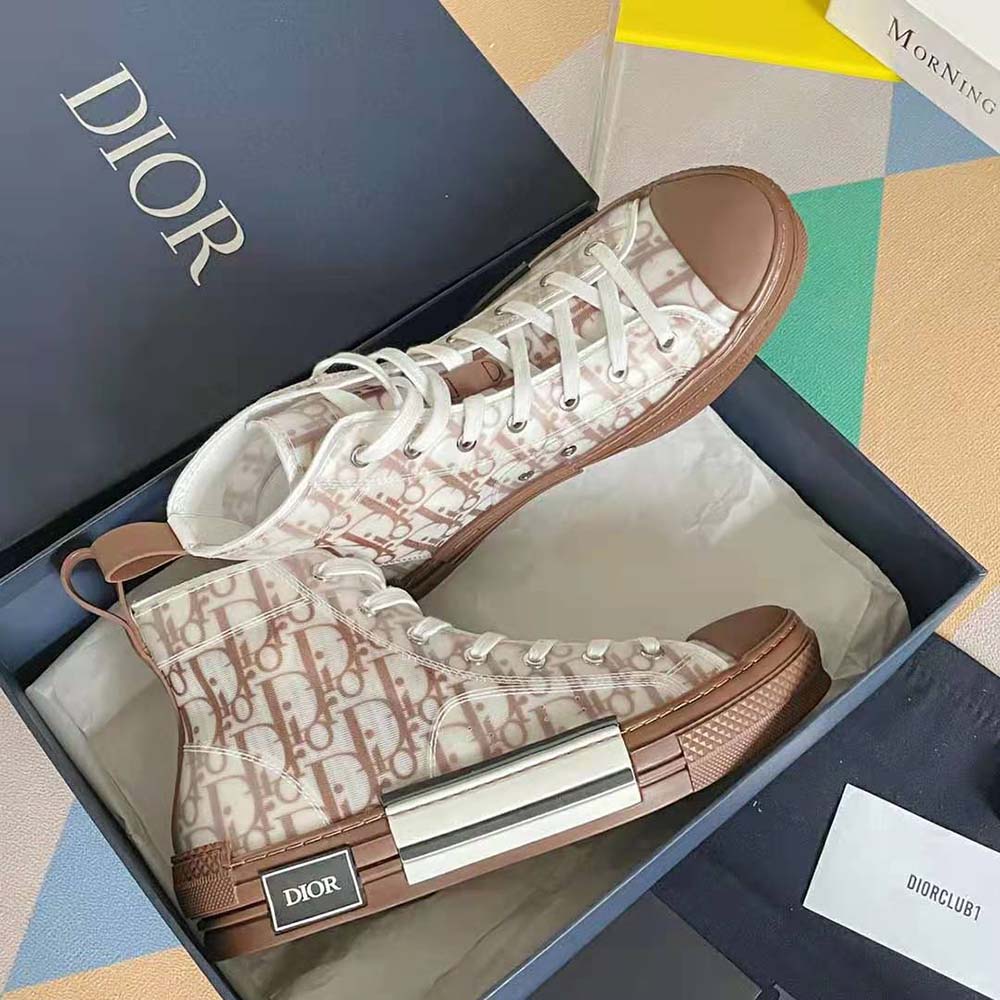GIÀY DIOR B23 High-Top Sneaker Coffee Dior Oblique Canvas
