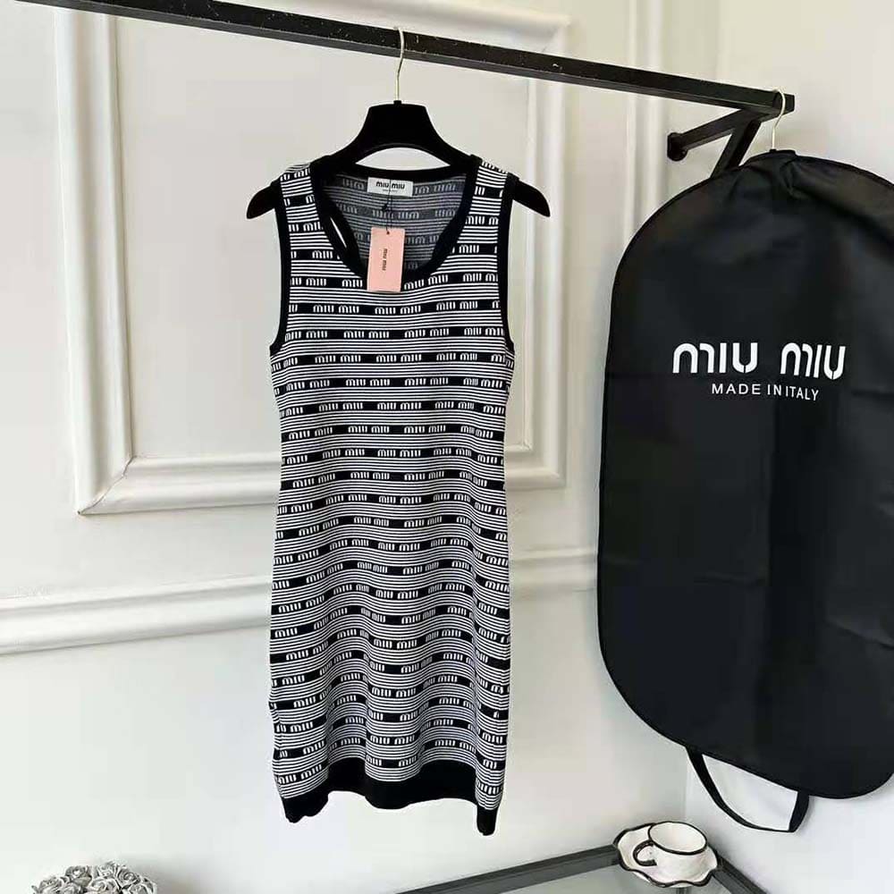 VÁY Miu Miu Women Viscose Mini-Dress with Jacquard Logo