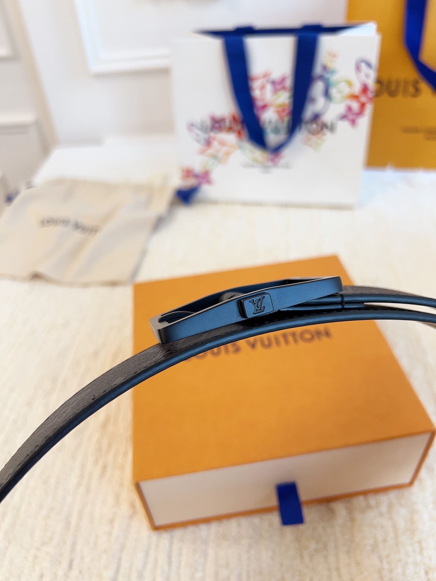 DÂY LƯNG LOUIS VUITTON SQUARE BLACK MONOGRAM LEATHER Khóa đen