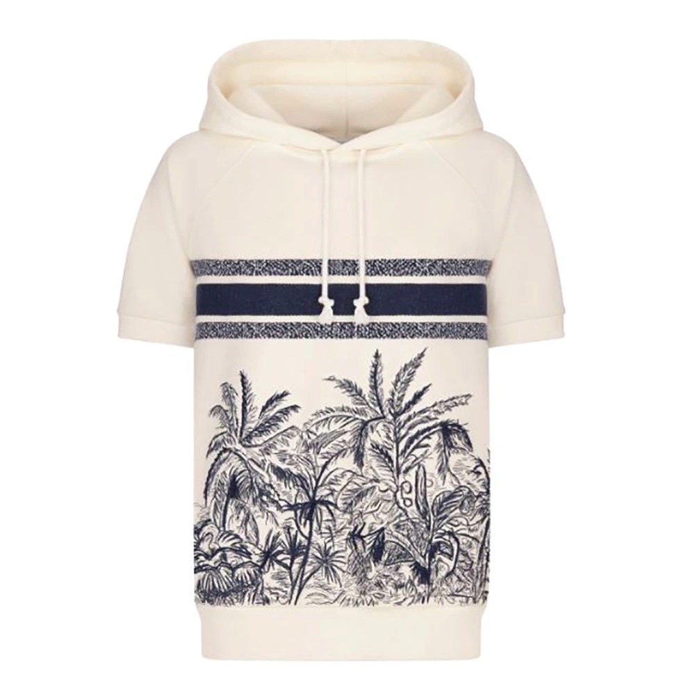 ÁO Dior Women Chez Moi Short-Sleeved Hooded Sweatshirt