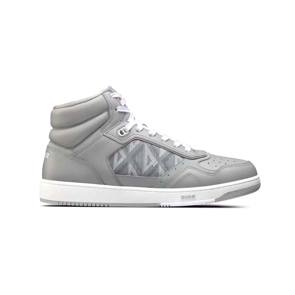 GIÀY DIOR B27 High-Top Sneaker Dior Gray Smooth Calfskin and CD Diamond Canvas