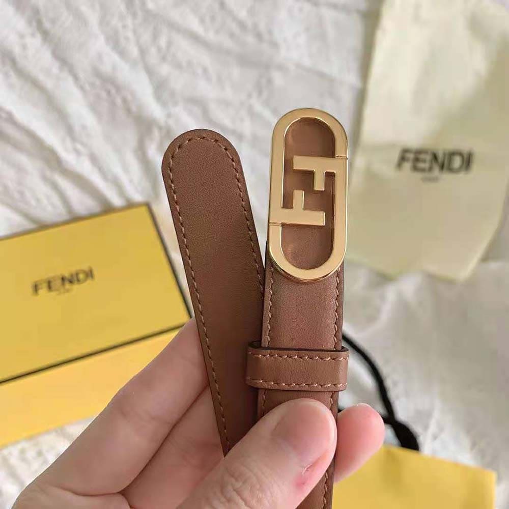 DÂY LƯNG Fendi Women Narrow Belt with Loop and Fendi OLock Stud Buckle