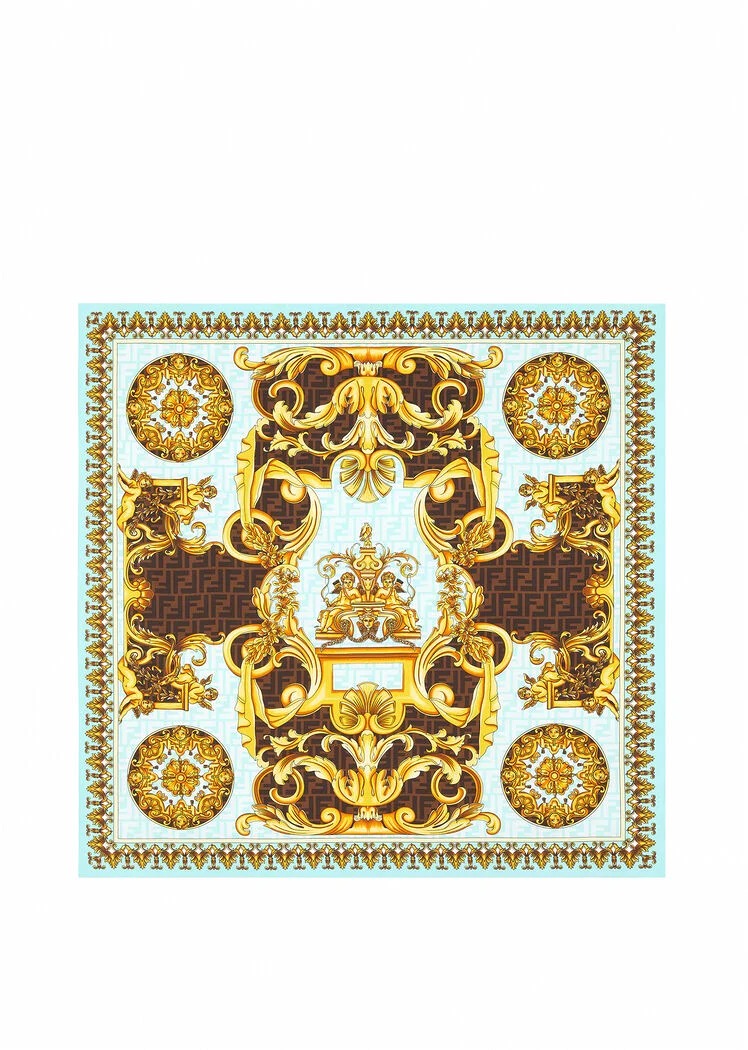 KHĂN FENDACE GOLD BAROQUE LARGE SILK FOULARD