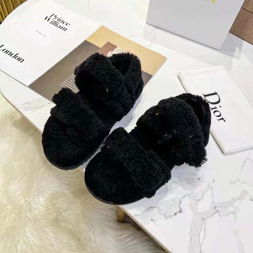 DÉP SANDALS Dior Women Dioract Sandal Black Shearling