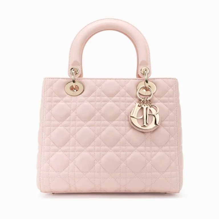 TÚI Dior Lady Medium Lamb Rose da cừu