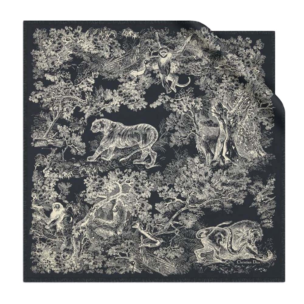 KHĂN Dior Women Toile DE Jouy Reverse Square Scarf Silk Twill-Black