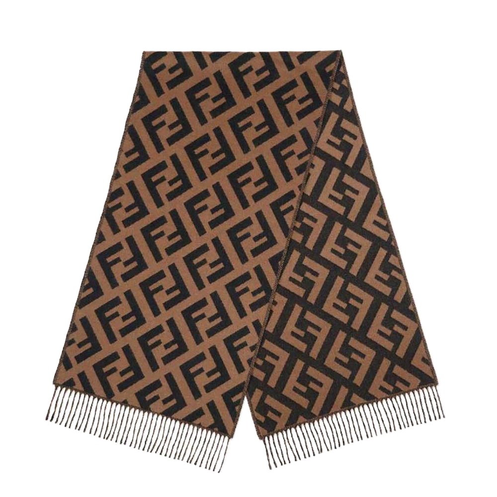 KHĂN Fendi Women FF Scarf Brown Cashmere Scarf