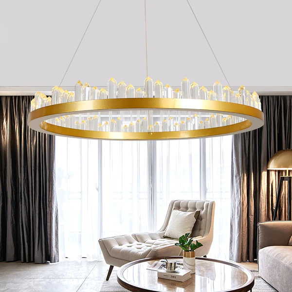 ĐÈN CHÙM Giovanni 3D-Crystal Edge Metal Ring Chandelier