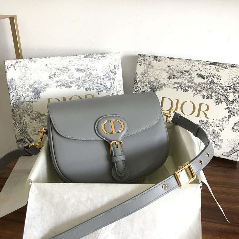 TÚI Dior Women Medium Dior Bobby Bag Denim Box Calfskin-Silver Top Quality