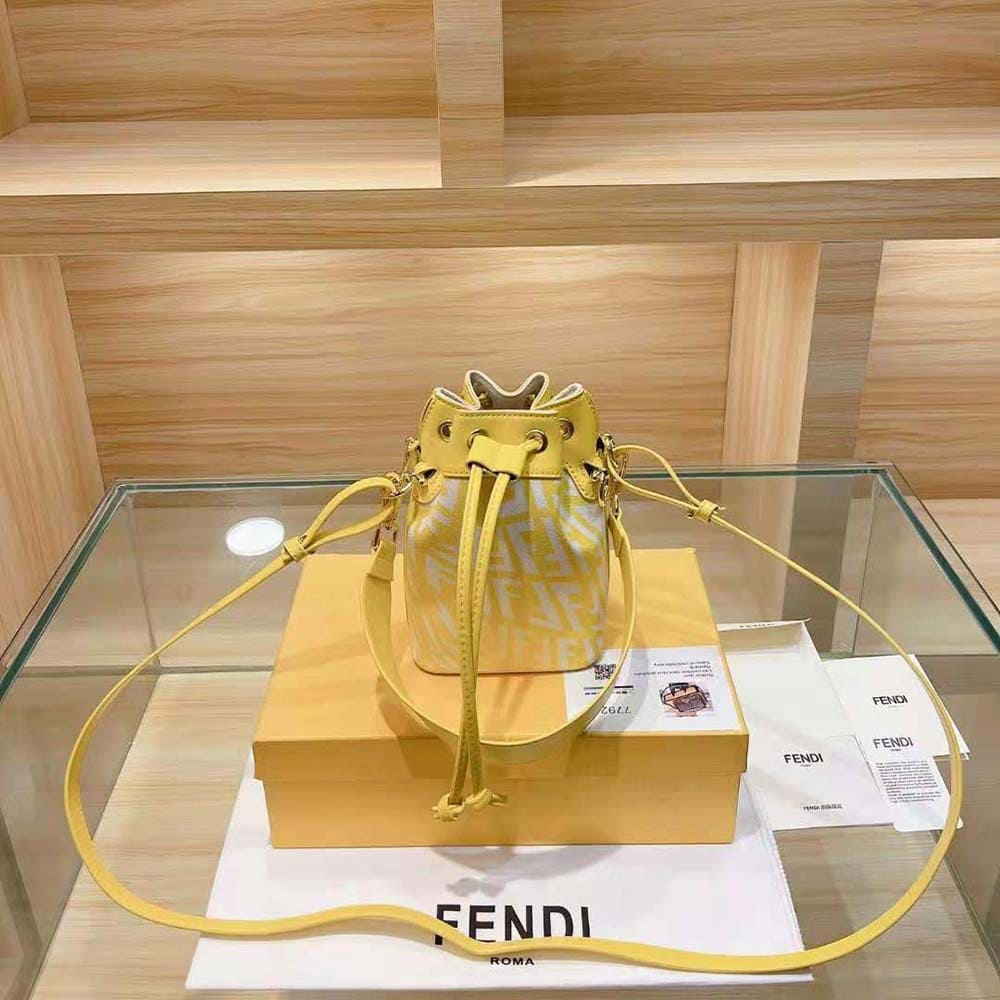 TÚI Fendi Women Mon Tresor Glazed Canvas Mini-Bag-Yellowt