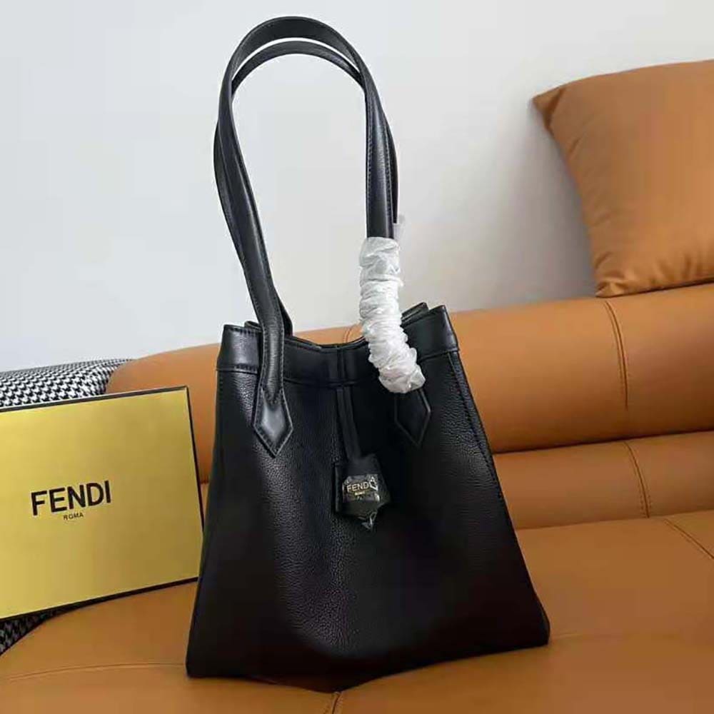 TÚI FENDI Women Origami Medium Dove Black Leather Bag