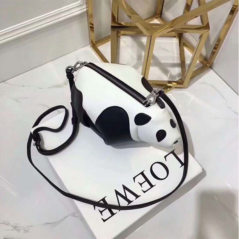 Túi Loewe Women Panda Mini Bag Black White in Calfskin