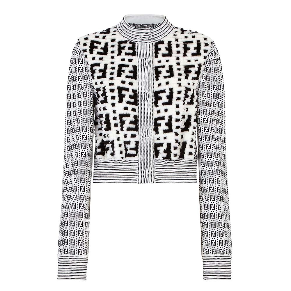 ÁO Fendi Women Jacket White Mink Cardigan