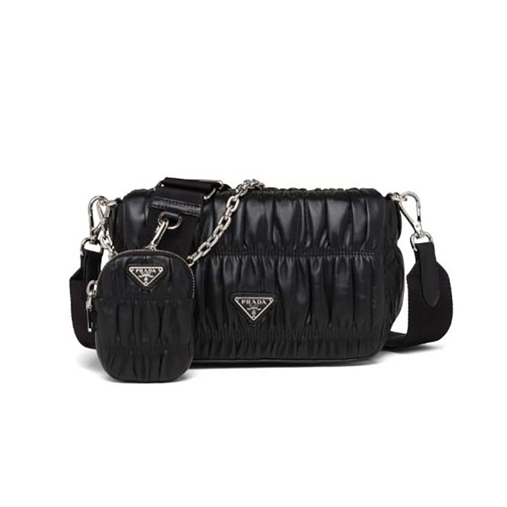 TÚI Prada Women Gaufre Nappa Leather Shoulder Bag-Black