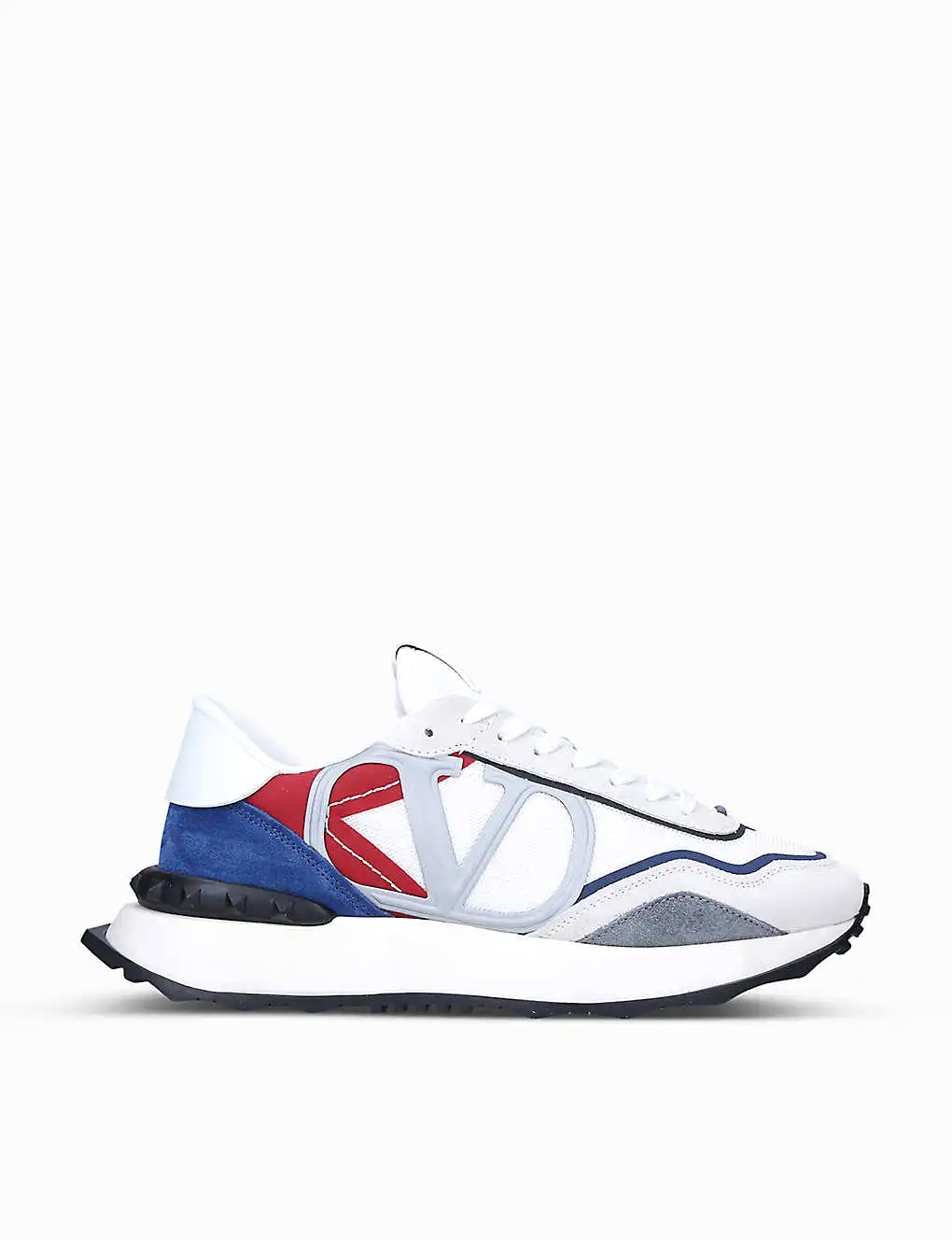 GIÀY VALENTINO GARAVANI VLOGO Netrunner suede and mesh mid-top wedge trainers