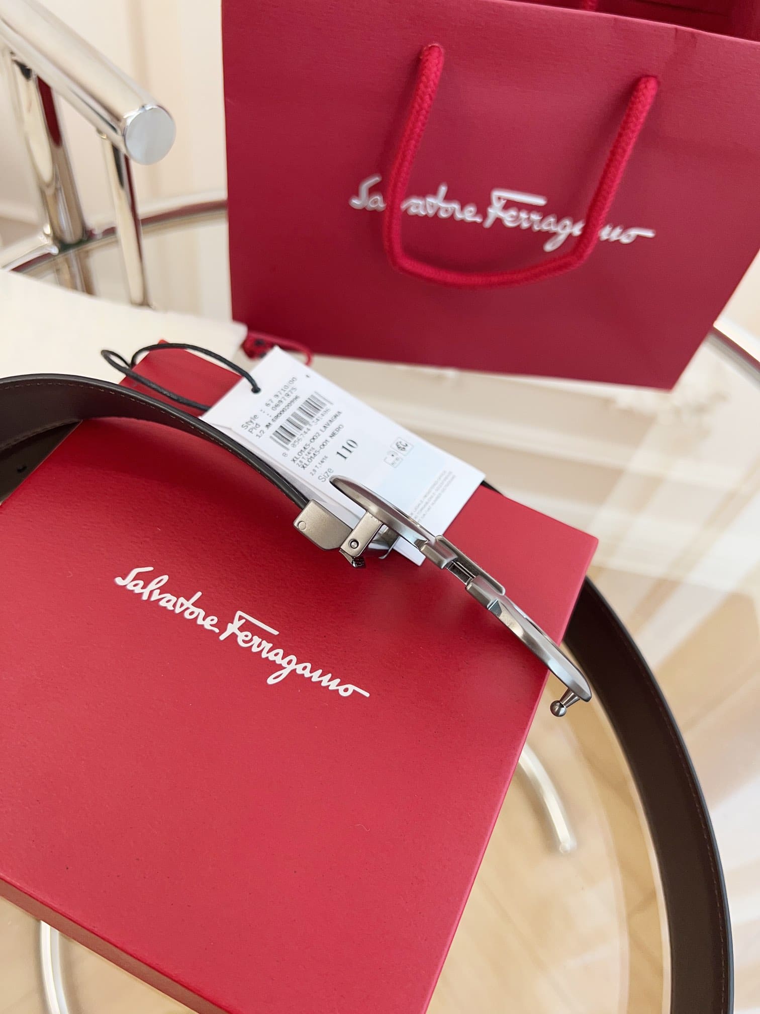 DÂY LƯNG Salvatore Ferragamo Adjustable Gancini Belt Khóa bạc