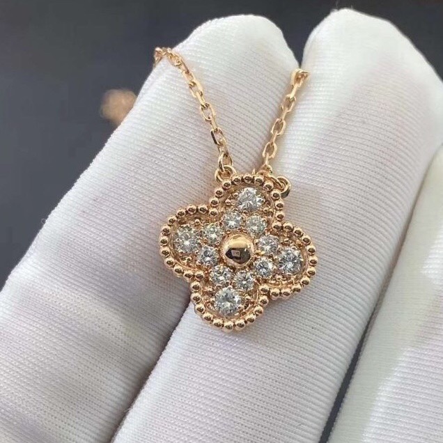 DÂY CHUYỀN VAN CLEEF & ARPELS ALHAMBRA DIAMOND GOLD 18K ROSE GOLD
