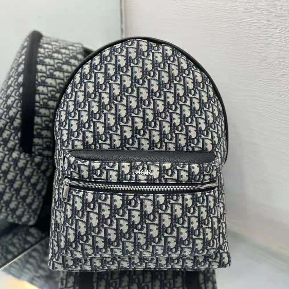 BALO Dior Rider Backpack Beige and Black Dior Oblique Jacquard