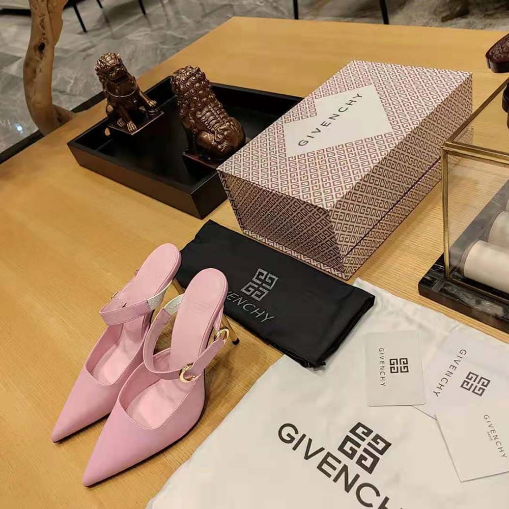 GIÀY Givenchy Women Voyou Slingbacks in Leather-Pink