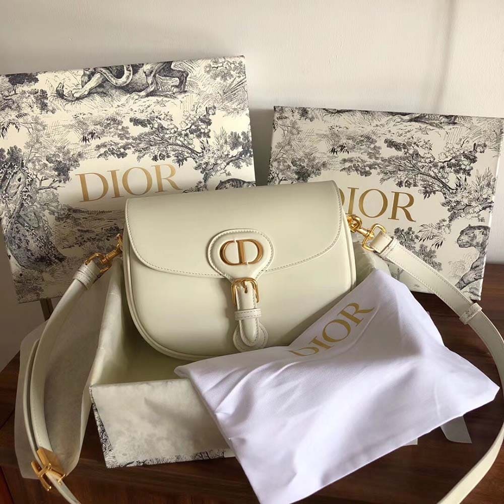 TÚI Dior Women Medium Dior Bobby Bag Denim Box Calfskin-White Top Quality