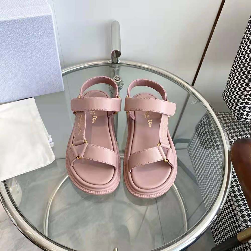 DÉP SANDALS Dior Women D-Wave Sandal Pink Lambskin